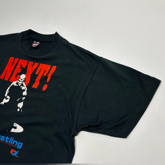 VTG 90's Rare USA Wrestling NEXT! Graphic Single Stitch 50/50 T Shirt Size XL - Picture 3 of 8